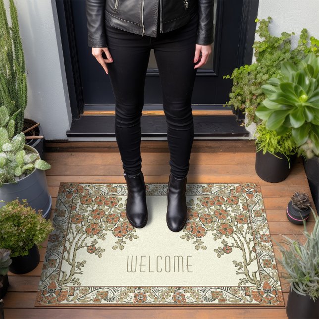 Rennie Mackintosh Tree & Floral Burnt Orange Doormat (Creator Uploaded)