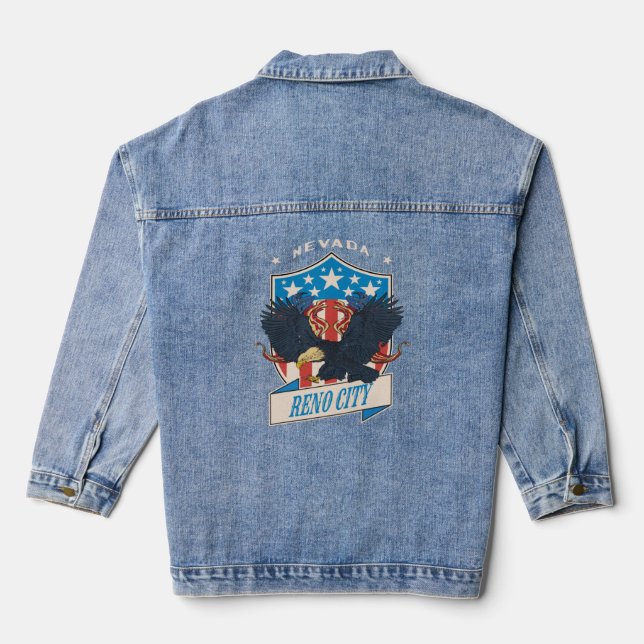 Reno City National Nevada Day  Denim Jacket (Back)
