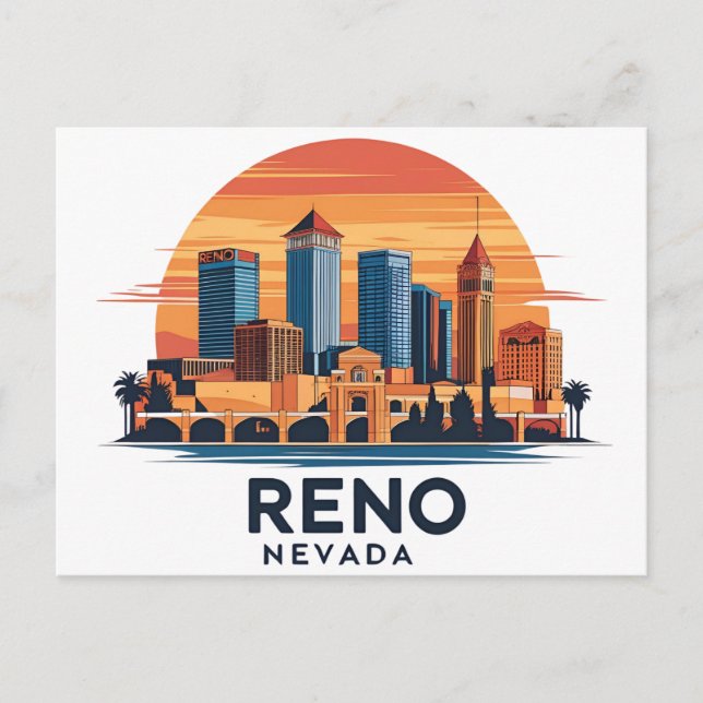 Reno City Nevada skyline Postcard (Front)