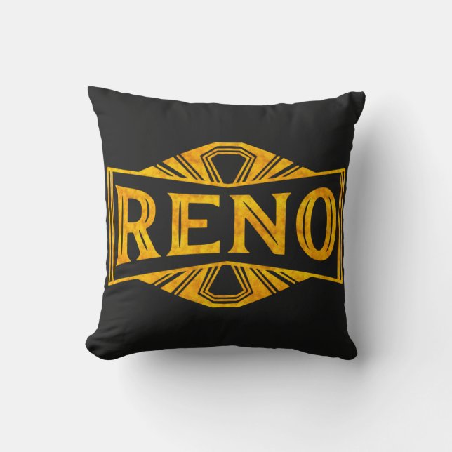 Reno Gold Rush Elegant Art Deco Cushion (Front)