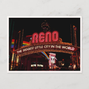 Reno Nevada Neon Sign Biggest Little City Downtown Postcard