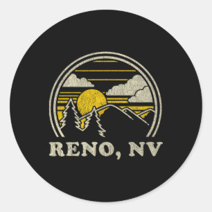 Reno Nevada Nv T Shirt Vintage Hiking Mountains Te Classic Round Sticker
