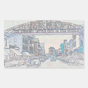 RENO NEVADA VINTAGE COLORFUL Neon Art Rectangular Sticker
