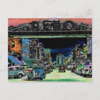 RENO NEVADA VINTAGE COLORFUL WATERCOLOR ART