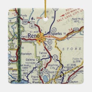 Reno Nevada Vintage Map Ceramic Ornament