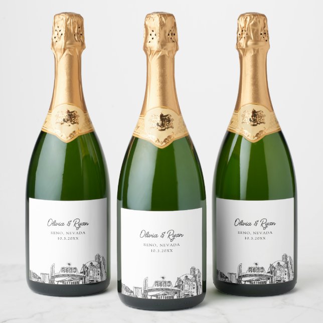 Reno Nevada Wedding Personalised Champagne Label (Bottles)