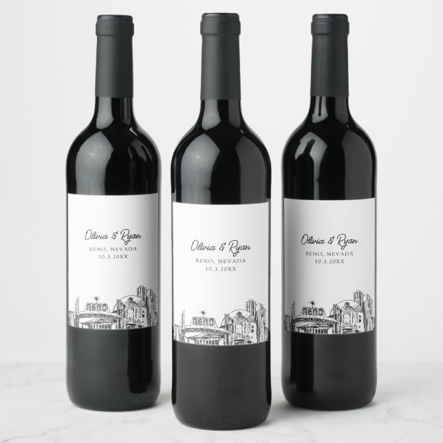 Reno Nevada Wedding Personalised Wine Label (Bottles)