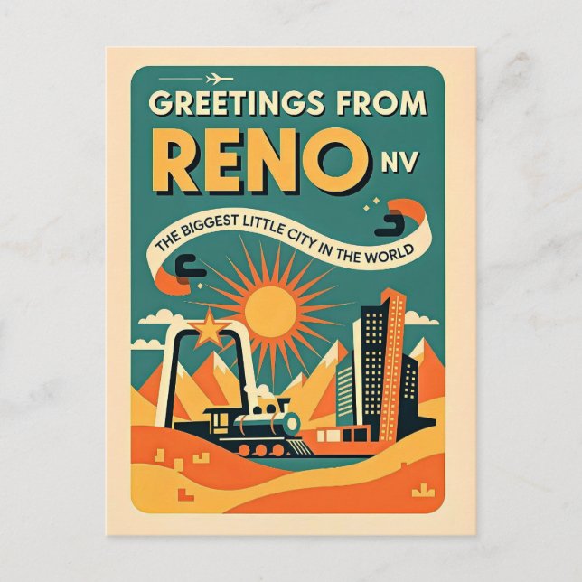 Reno NV Retro Art   Postcard (Front)