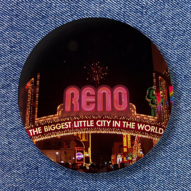 Reno Sign 6 Cm Round Badge (The Biggest Little City in the World Arch Reno Sign Button)