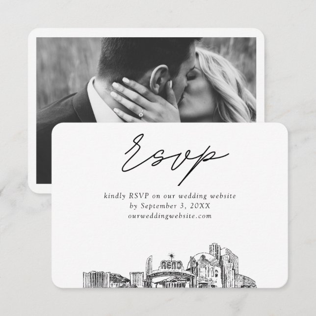 Reno Wedding Minimalist Sketch RSVP Enclosure Card (Front/Back)