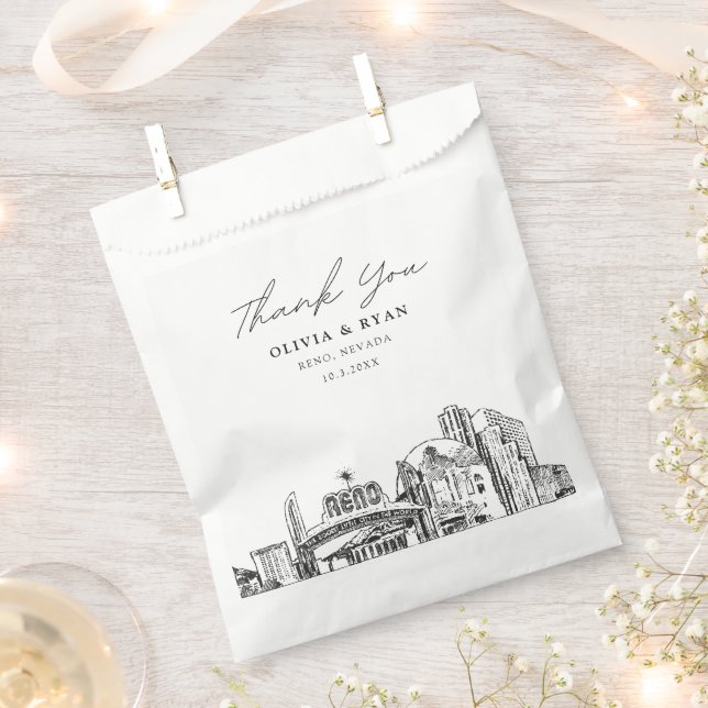 Reno Wedding Skyline Personalised Downtown  Favour Bag (Clipped)