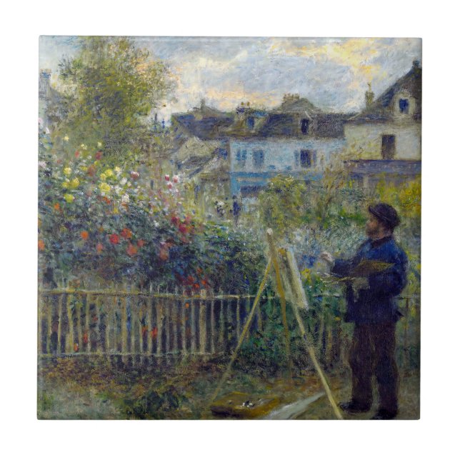 Renoir - Claude Monet Painting in his Garden Ceramic Tile (Front)