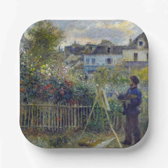 Renoir - Claude Monet Painting in his Garden Paper Plate (Front)