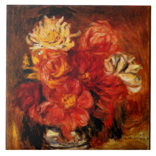 Renoir - Dahlias, fine art painting, Ceramic Tile