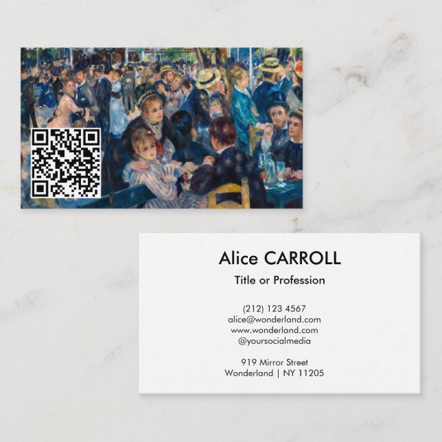 Renoir - Dance at Moulin de la Galette - QR Code Business Card (Front/Back)