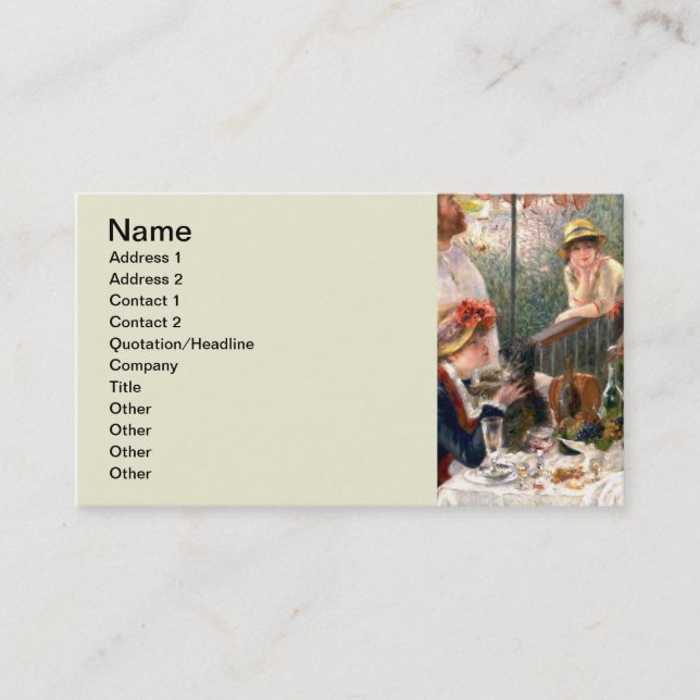 Renoir French Luncheon Boating Party Business Card (Front)