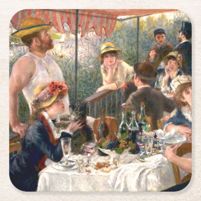 Renoir French Luncheon Boating Party Square Paper Coaster (Front)