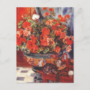 Renoir, Geraniums and Cats Postcard