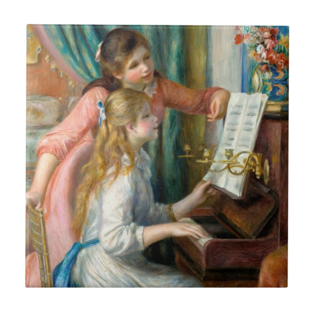 Renoir Girls at the Piano Impressionism Painting Ceramic Tile (Front)