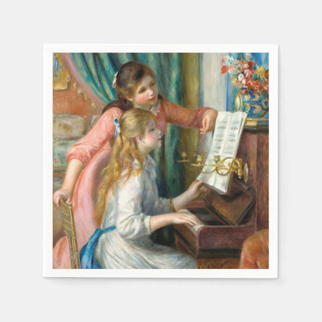 Renoir Girls at the Piano Impressionism Painting Napkin (Front)