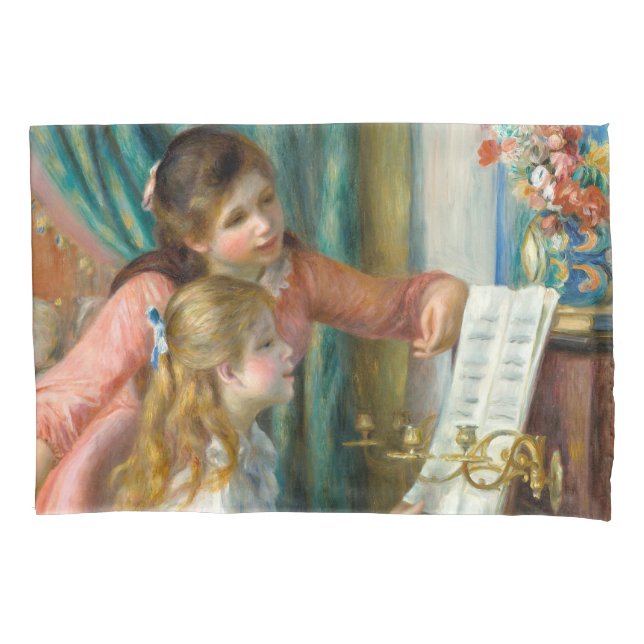 Renoir Girls at the Piano Impressionism Painting Pillowcase (Front)