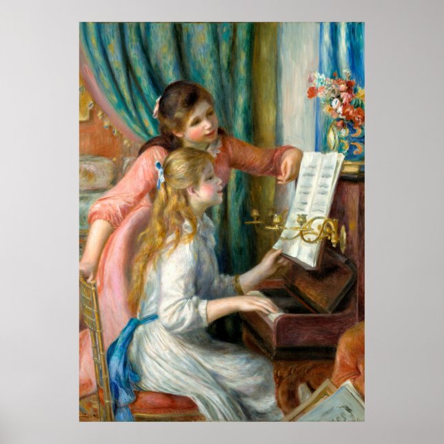 Renoir Girls at the Piano Impressionism Painting Poster (Front)