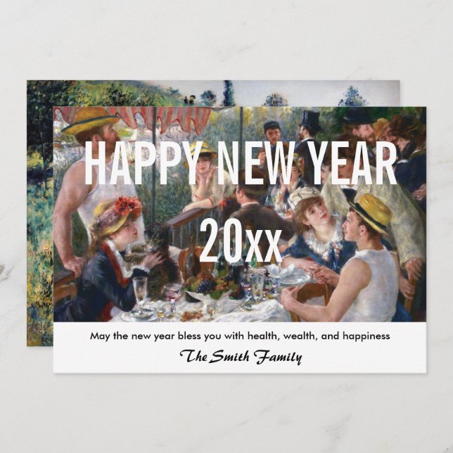 Renoir - Happy New Year / Luncheon Boating Party Holiday Card (Front/Back)