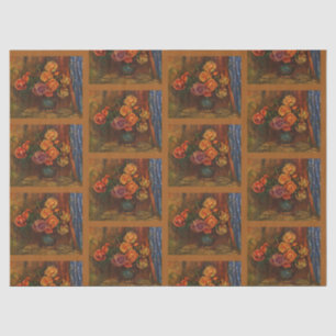 Renoir Impressionist Roses in Teal Vase Art Tissue Paper