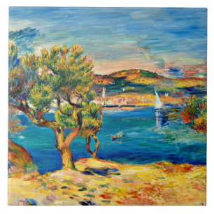 Renoir - L'Estaque, fine art landscape painting, Ceramic Tile