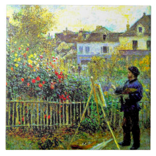 Renoir, Monet Painting in his Garden at Argenteuil Ceramic Tile