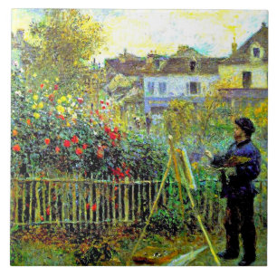 Renoir - Monet Painting in his Garden Ceramic Tile