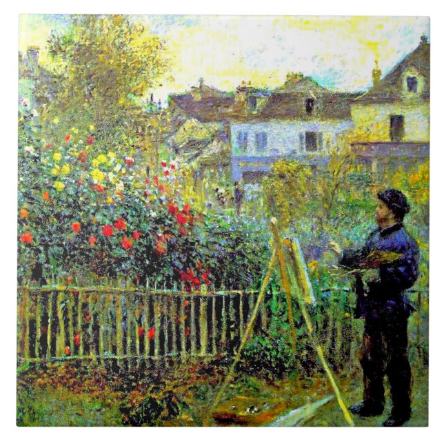 Renoir - Monet Painting in his Garden Ceramic Tile (Front)