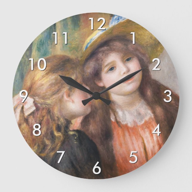 Renoir - Portrait of Two Little Girls Large Clock (Front)