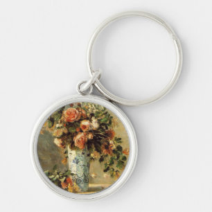 Renoir Roses and Jasmine in a Delft Vase Ornament Key Ring