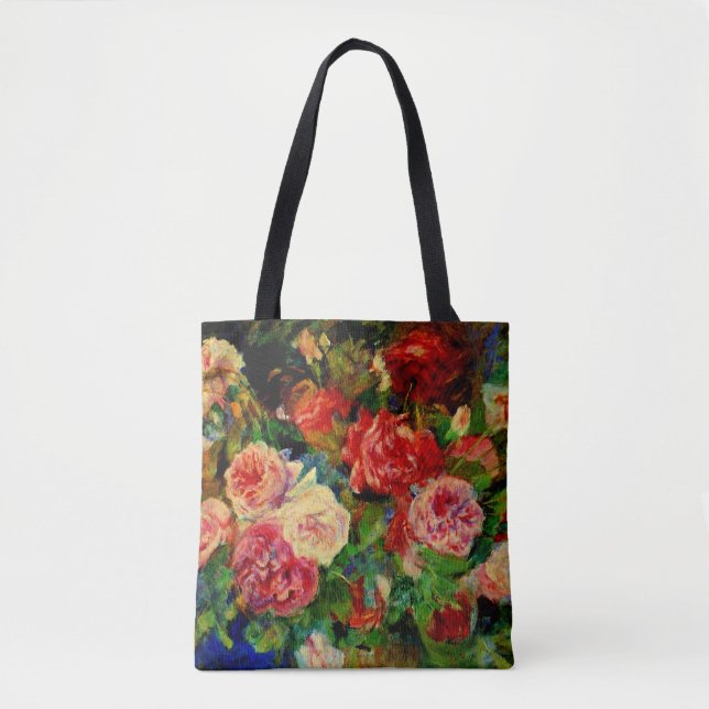 Renoir - Roses, famous painting, Tote Bag (Front)