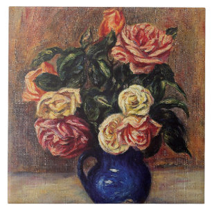 Renoir - Roses in a Blue Vase Ceramic Tile