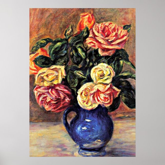 Renoir - Roses in a Blue Vase Poster (Front)
