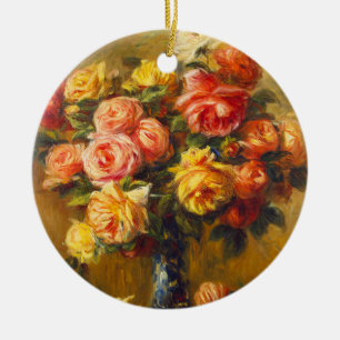 Renoir Roses in a Vase Ornament
