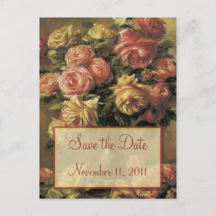 Renoir Roses Wedding Save the Date Postcard