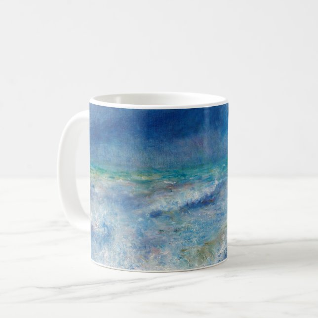 Renoir Seascape. Blue nautical impressionism. Sea Coffee Mug (Front Left)