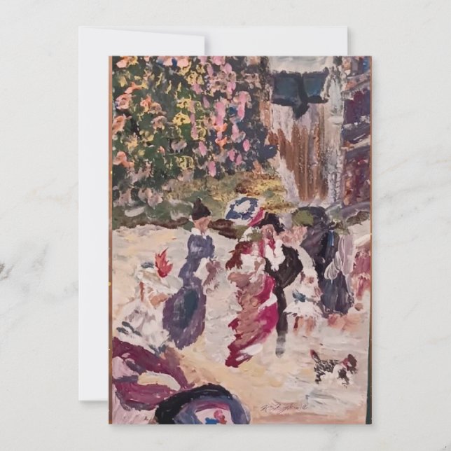 renoir style horse cabinet painting holiday card (Front)