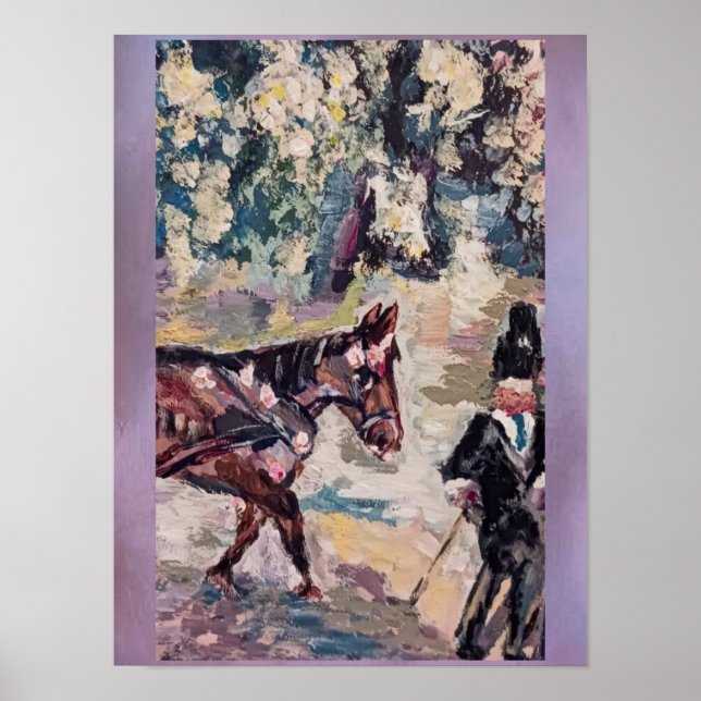 renoir style horse cabinet painting poster (Front)