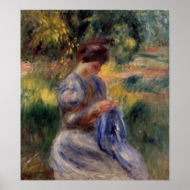 Renoir - The Embroiderer (Woman In A Garden) Poster (Front)