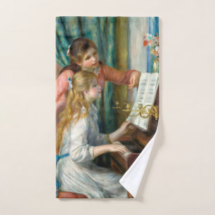 Renoir Two Girls at the Piano Print Music Fine Art Bath Towel Set