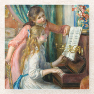 Renoir Two Girls at the Piano Print Music Fine Art Glass Coaster