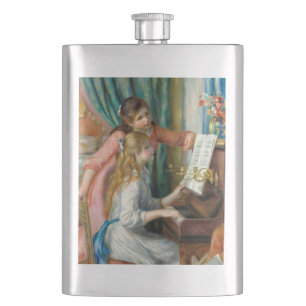 Renoir Two Girls at the Piano Print Music Fine Art Hip Flask