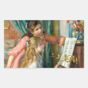 Renoir Two Girls at the Piano Print Music Fine Art Rectangular Sticker