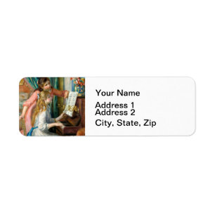 Renoir Two Girls at the Piano Print Music Fine Art Return Address Label