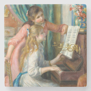 Renoir Two Girls at the Piano Print Music Fine Art Stone Coaster