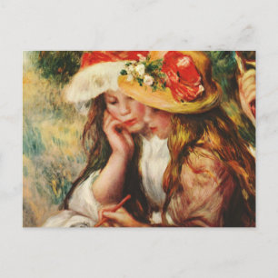 Renoir Two Girls Reading in the Garden Postcard